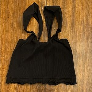 FP Movement by Free People Black Ribbed Crop Top XS